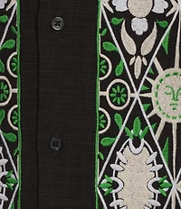 Murano Oaxaca Collection Slim Fit Embroidered Short Sleeve Woven Camp Shirt