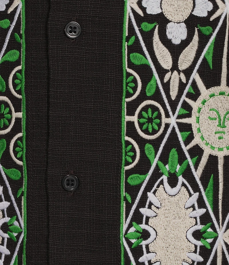Murano Oaxaca Collection Slim Fit Embroidered Short Sleeve Woven Camp Shirt