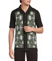 Murano Oaxaca Collection Slim Fit Embroidered Short Sleeve Woven Camp Shirt