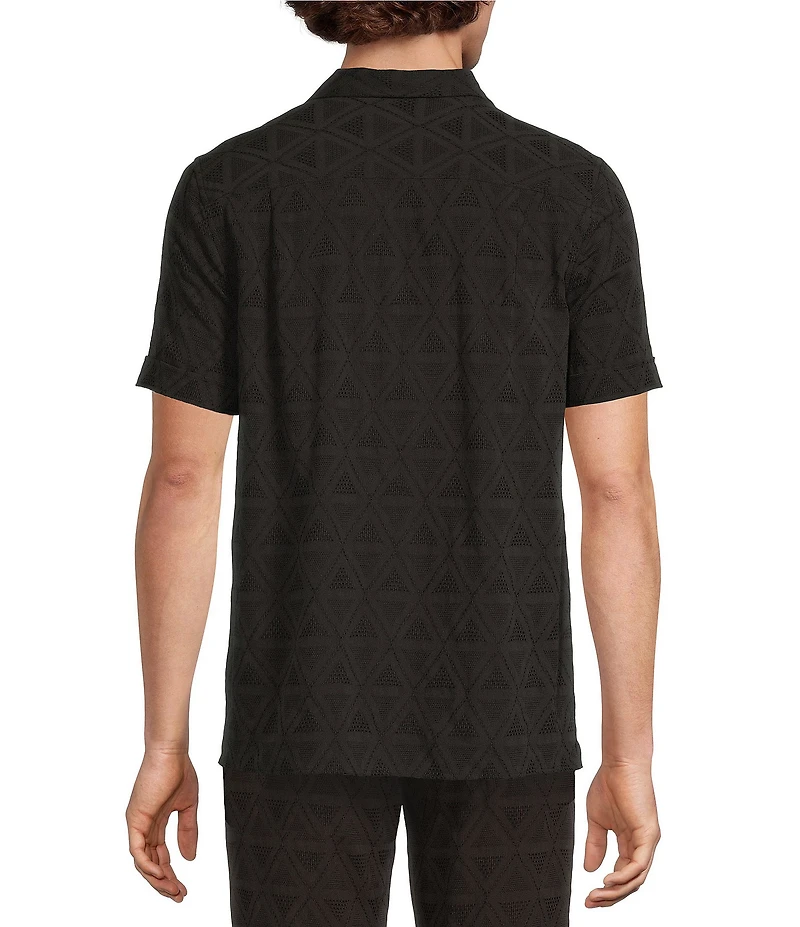 Murano Oaxaca Collection Slim Fit Geo Jacquard Short Sleeve Woven Camp Shirt