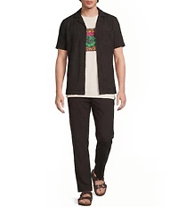 Murano Oaxaca Collection Slim Fit Geo Jacquard Short Sleeve Woven Camp Shirt
