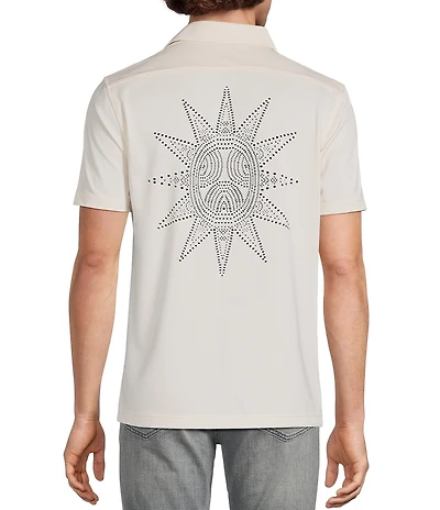 Murano Oaxaca Collection Slim Fit Placed Eyelet Short Sleeve Woven Camp Shirt