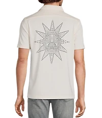 Murano Oaxaca Collection Slim Fit Placed Eyelet Short Sleeve Woven Camp Shirt