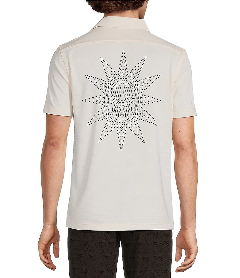 Murano Oaxaca Collection Slim Fit Placed Eyelet Short Sleeve Woven Camp Shirt