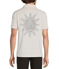 Murano Oaxaca Collection Slim Fit Placed Eyelet Short Sleeve Woven Camp Shirt