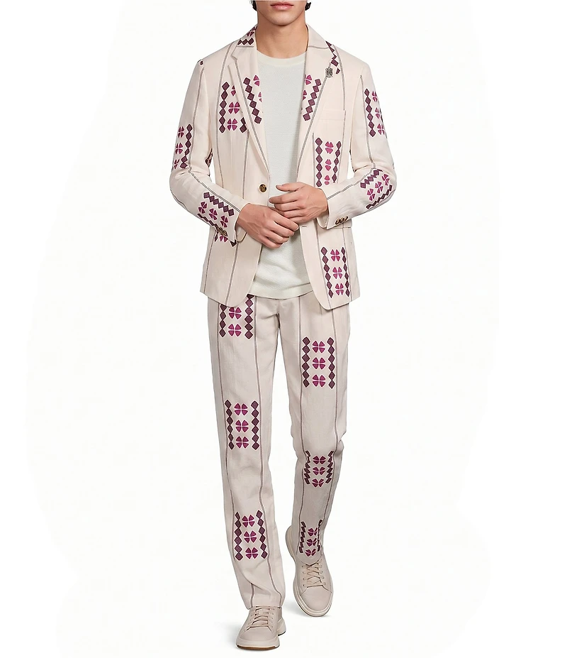 Murano Oaxaca Collection Slim Fit Printed Suit Separates Jacket