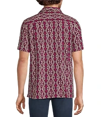 Murano Oaxaca Collection Slim Fit Textured Geo Print Short Sleeve Woven Camp Shirt