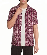 Murano Oaxaca Collection Slim Fit Textured Geo Print Short Sleeve Woven Camp Shirt