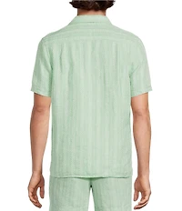 Murano Oaxaca Collection Slim Fit Linen Stripe Short Sleeve Woven Shirt