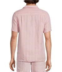 Murano Oaxaca Collection Slim Fit Linen Stripe Short Sleeve Woven Shirt