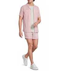 Murano Oaxaca Collection Slim Fit Linen Stripe Short Sleeve Woven Shirt