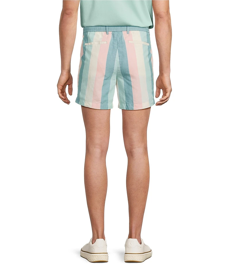 Murano Palm Springs Collection Linen Blend Stripe 5.5#double; Inseam Shorts