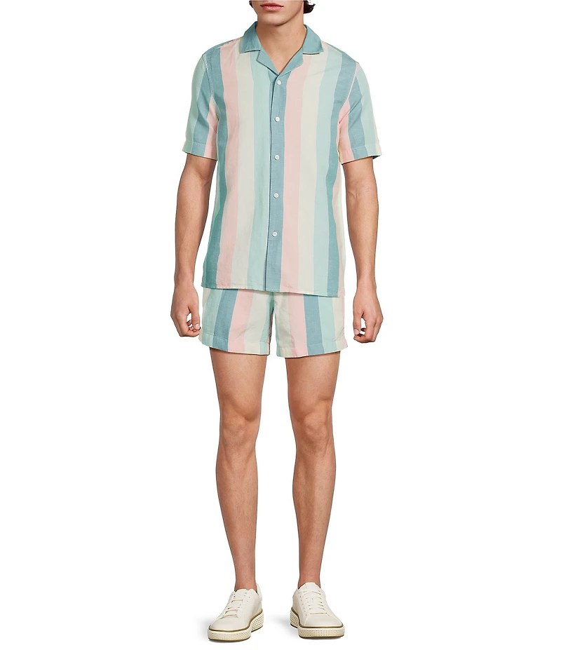 Murano Palm Springs Collection Linen Blend Stripe 5.5#double; Inseam Shorts