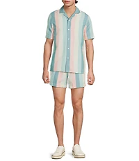 Murano Palm Springs Collection Linen Blend Stripe 5.5#double; Inseam Shorts