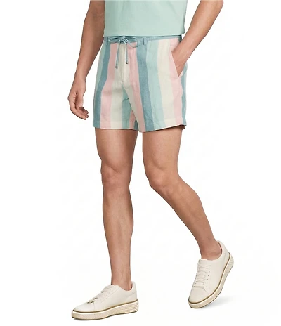 Murano Palm Springs Collection Linen Blend Stripe 5.5#double; Inseam Shorts