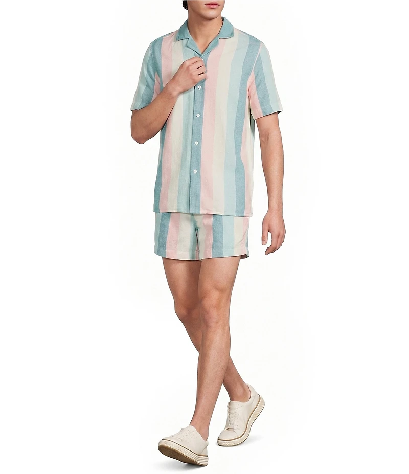 Murano Palm Springs Collection Linen Blend Stripe 5.5#double; Inseam Shorts