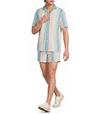 Murano Palm Springs Collection Linen Blend Stripe 5.5#double; Inseam Shorts
