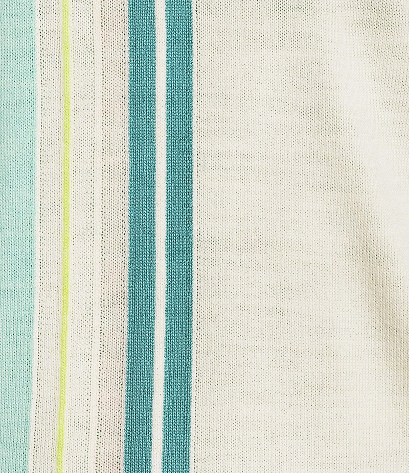 Murano Palm Springs Collection Miter Stripe Snit Short Sleeve Zip Knit Polo Shirt