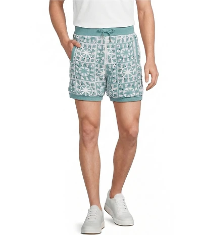 Murano Palm Springs Collection Palm Tree Crochet 5.5#double; Inseam Shorts