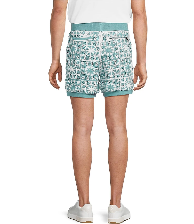 Murano Palm Springs Collection Palm Tree Crochet 5.5#double; Inseam Shorts