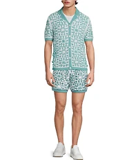 Murano Palm Springs Collection Palm Tree Crochet 5.5#double; Inseam Shorts