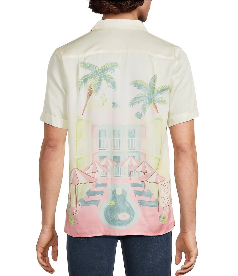 Murano Palm Springs Collection Slim Fit City Print Short Sleeve Woven Camp Shirt