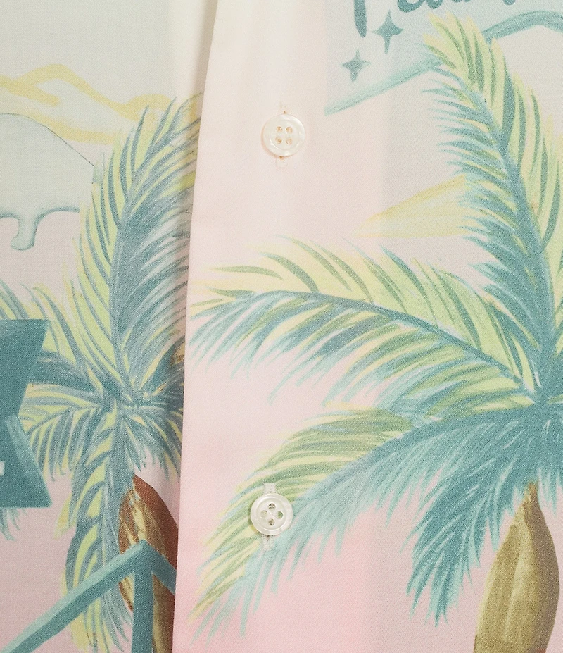 Murano Palm Springs Collection Slim Fit City Print Short Sleeve Woven Camp Shirt