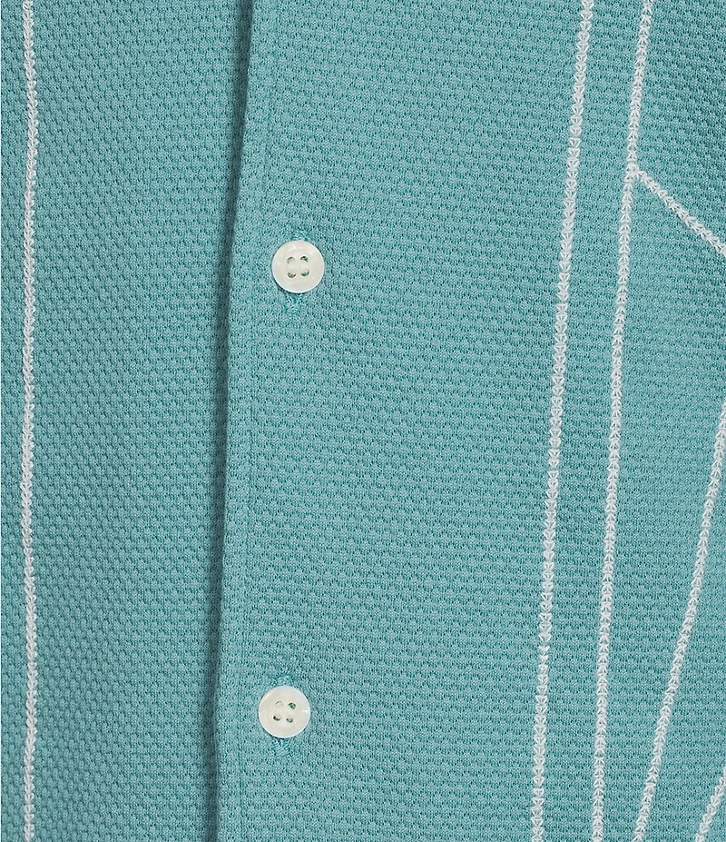 Murano Palm Springs Collection Slim Fit Embroidered Short Sleeve Coatfront Shirt