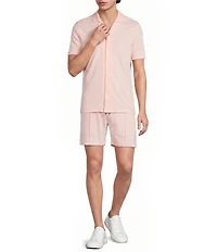 Murano Palm Springs Collection Slim Fit Embroidered Short Sleeve Coatfront Shirt