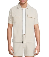 Murano Palm Springs Collection Slim Fit Eyelette Geo Print Shirt Jacket