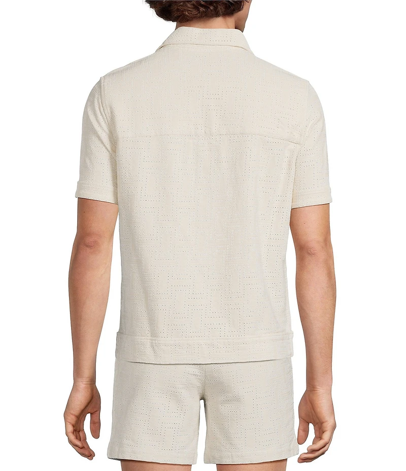 Murano Palm Springs Collection Slim Fit Eyelette Geo Print Shirt Jacket