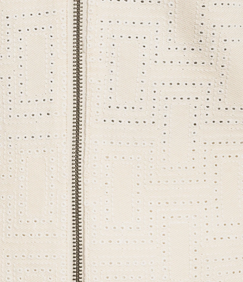 Murano Palm Springs Collection Slim Fit Eyelette Geo Print Shirt Jacket