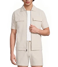 Murano Palm Springs Collection Coordinating Slim Fit Eyelet Geo Print Shirt Jacket