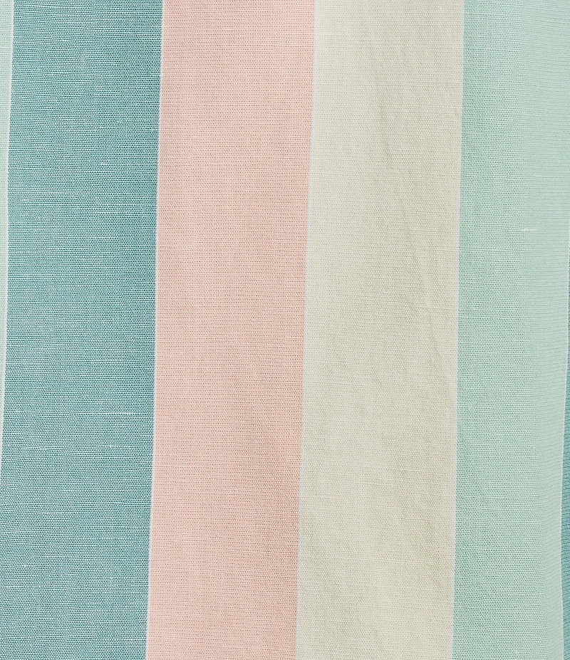 Murano Palm Springs Collection Slim Fit Linen Stripe Short Sleeve Woven Shirt