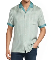 Murano Palm Springs Collection Slim Fit Palm Print Short Sleeve Woven Camp Shirt