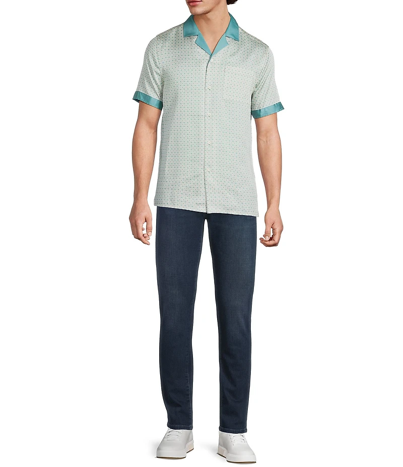 Murano Palm Springs Collection Slim Fit Palm Print Short Sleeve Woven Camp Shirt