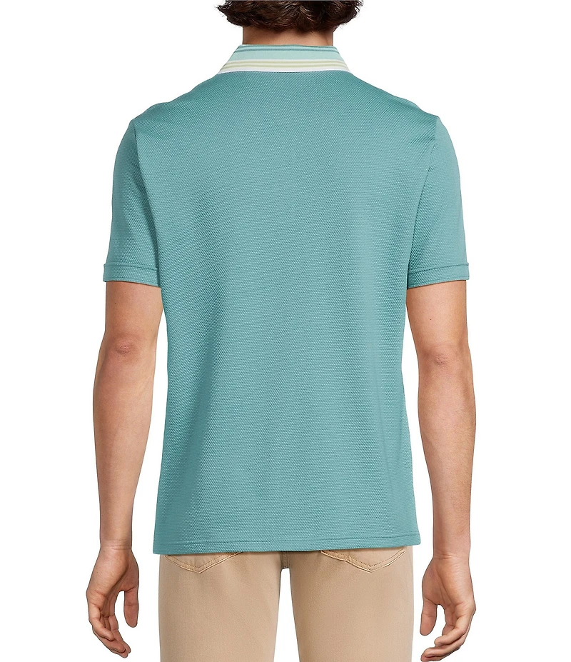 Murano Palm Springs Collection Slim Fit Textured Quarter-Zip Short Sleeve Shirt