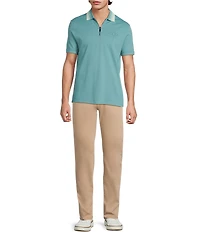 Murano Palm Springs Collection Slim Fit Textured Quarter-Zip Short Sleeve Shirt