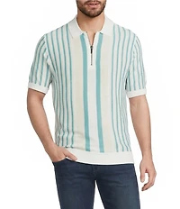 Murano Palm Springs Collection Stripe Quarter-Zip Short Sleeve Polo Shirt