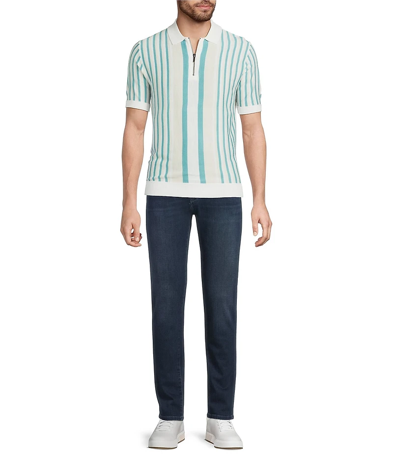 Murano Palm Springs Collection Stripe Quarter-Zip Short Sleeve Polo Shirt