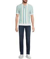 Murano Palm Springs Collection Stripe Quarter-Zip Short Sleeve Polo Shirt