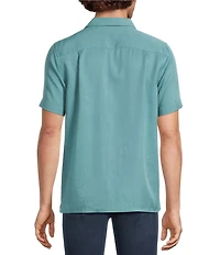 Murano Palm Springs Collection Stripe Slim Fit Short Sleeve Camp Shirt