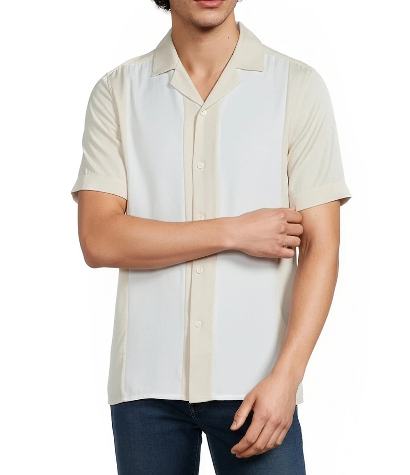 Murano Palm Springs Collection Stripe Slim Fit Short Sleeve Camp Shirt