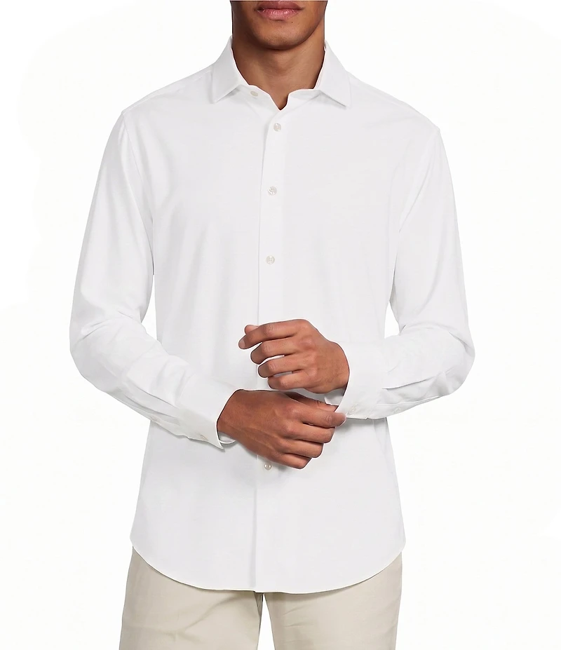 Murano Performance Athletic Fit Solid Stretch Long Sleeve Woven Shirt