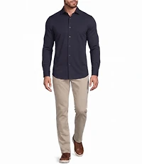 Murano Performance Athletic Fit Solid Stretch Long Sleeve Woven Shirt