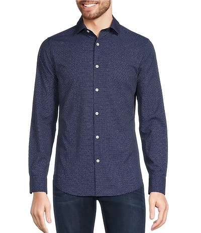 Murano Performance Stretch Slim Fit Diamond Print Long Sleeve Woven Shirt