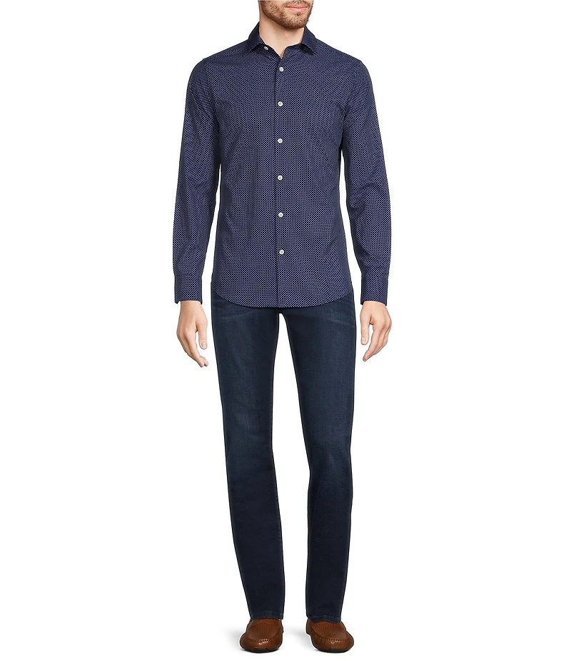Murano Performance Stretch Slim Fit Diamond Print Long Sleeve Woven Shirt