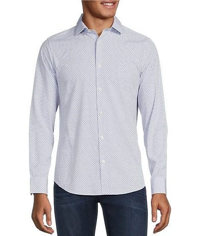 Murano Performance Stretch Slim Fit Medium Diamond Print Long Sleeve Woven Shirt