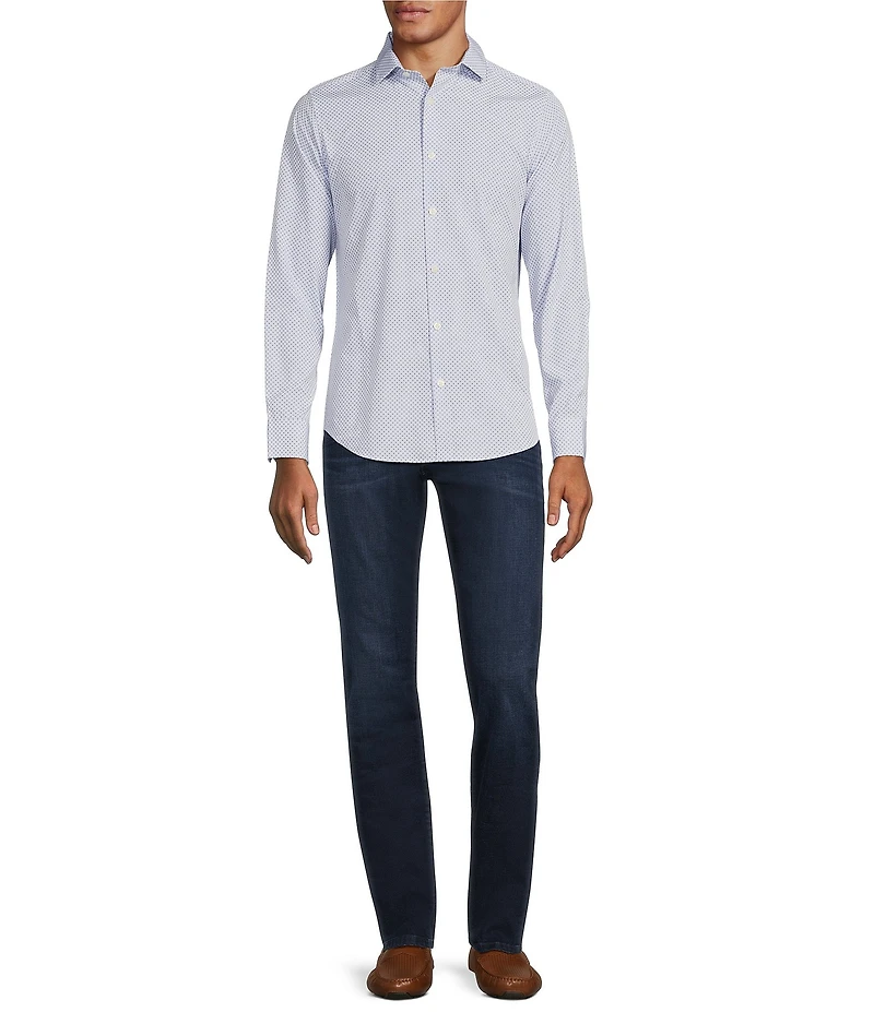 Murano Performance Stretch Slim Fit Medium Diamond Print Long Sleeve Woven Shirt
