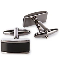 Murano Polished Gunmetal/Genuine Onyx Cuff Links